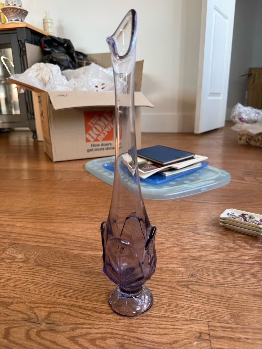 Vintage Viking Glass Swung Vase lilac six petal vase